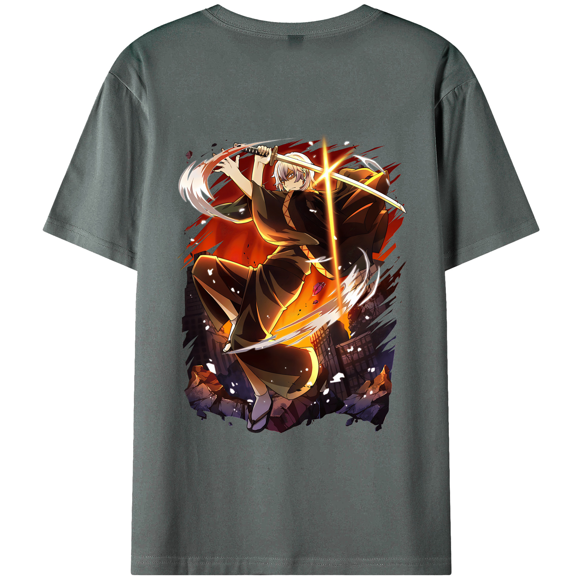 （画像用） 文豪ストレイドッグス Bungo Stray Dogs 綿100％ メンズ半袖Tシャツ（バックプリント） 通気性